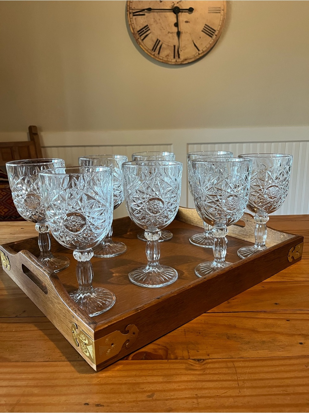 Vintage Libbey Hobstar Water/Wine Goblets Set of 8